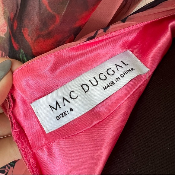 Mac Duggal 67946 Floral Long Sleeve Cut Out Chiffon Maxi Formal Dress Size 4 - Picture 14 of 16